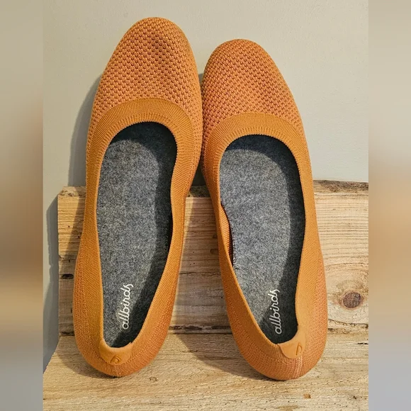 Allbirds Tree Breezer Orange Knit Ballet Flats Size 11 - Picture 3 of 5